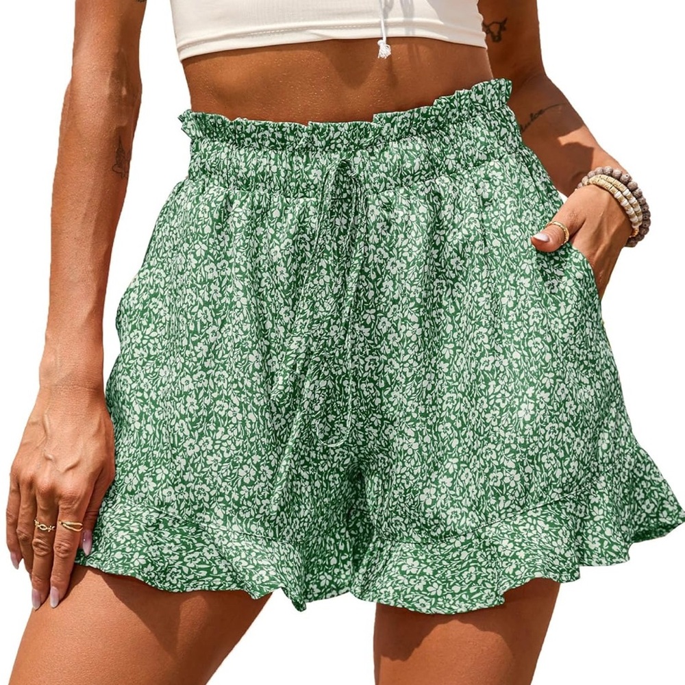 Green Floral Women's Shorts